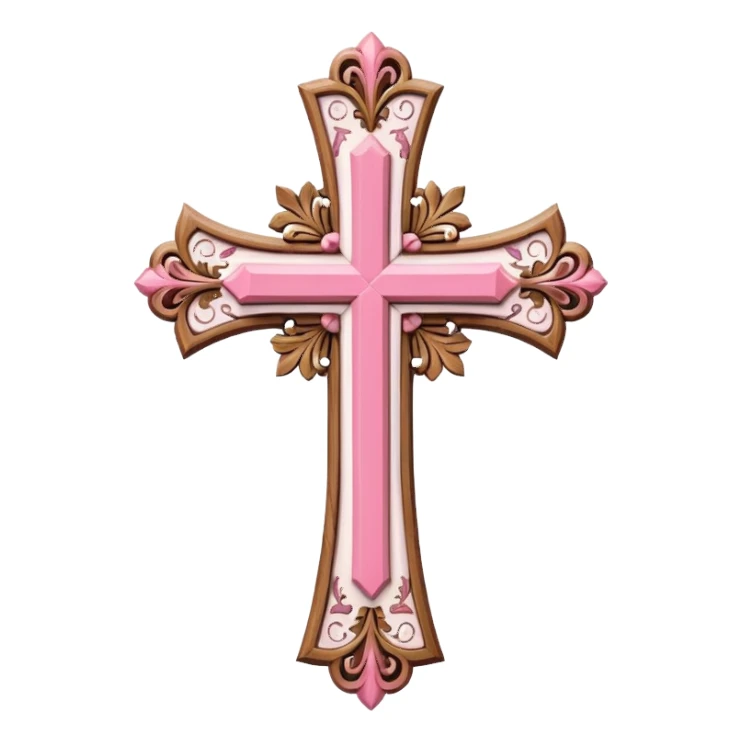 Pink and white cross sticker