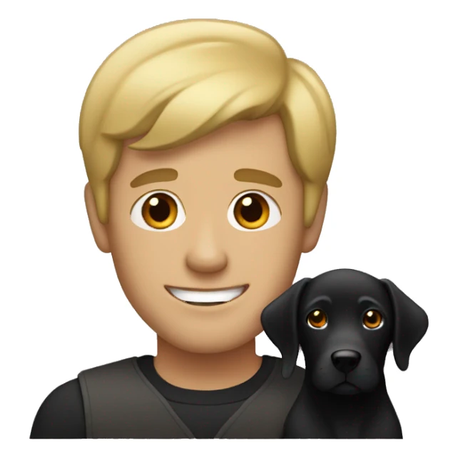 Dark blonde man with black Labrador sticker