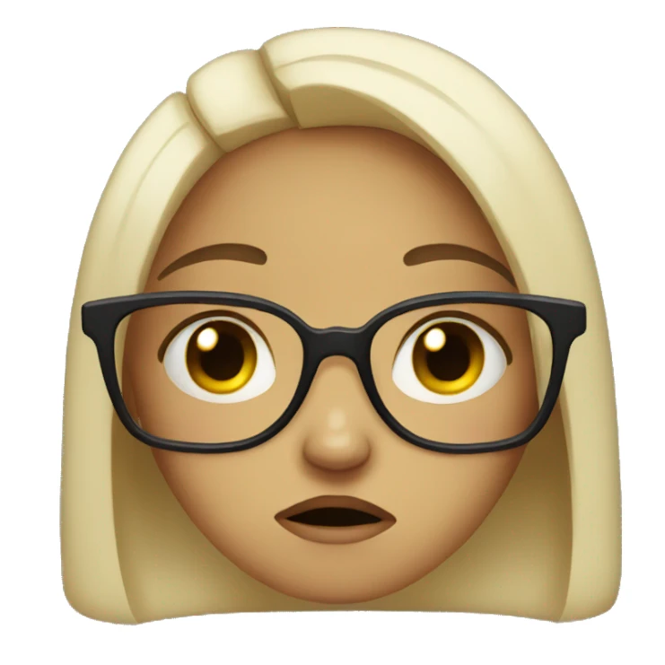 Sad crying girl with glasses sticker