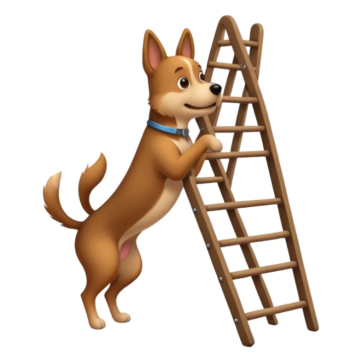 Dog holding a ladder sticker
