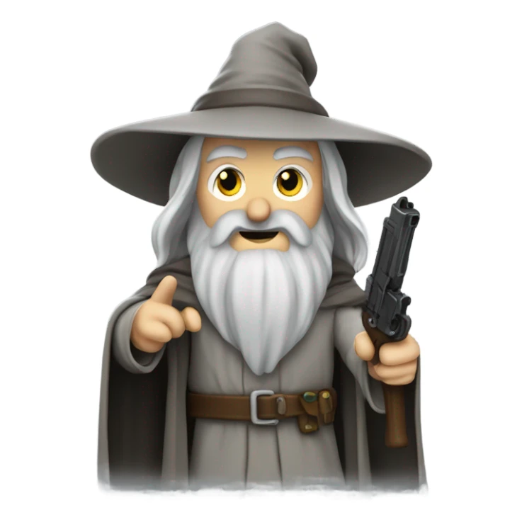 Gandalf with a pistol sticker