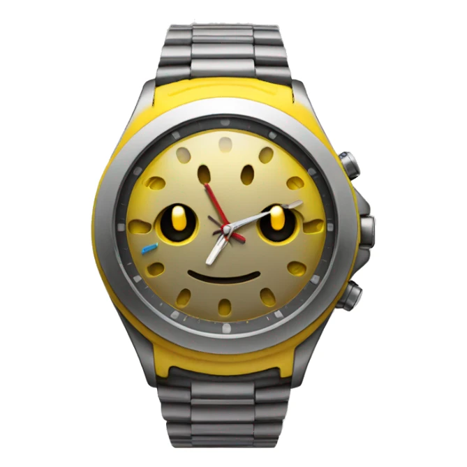 wristwatch on a yellow hand sticker