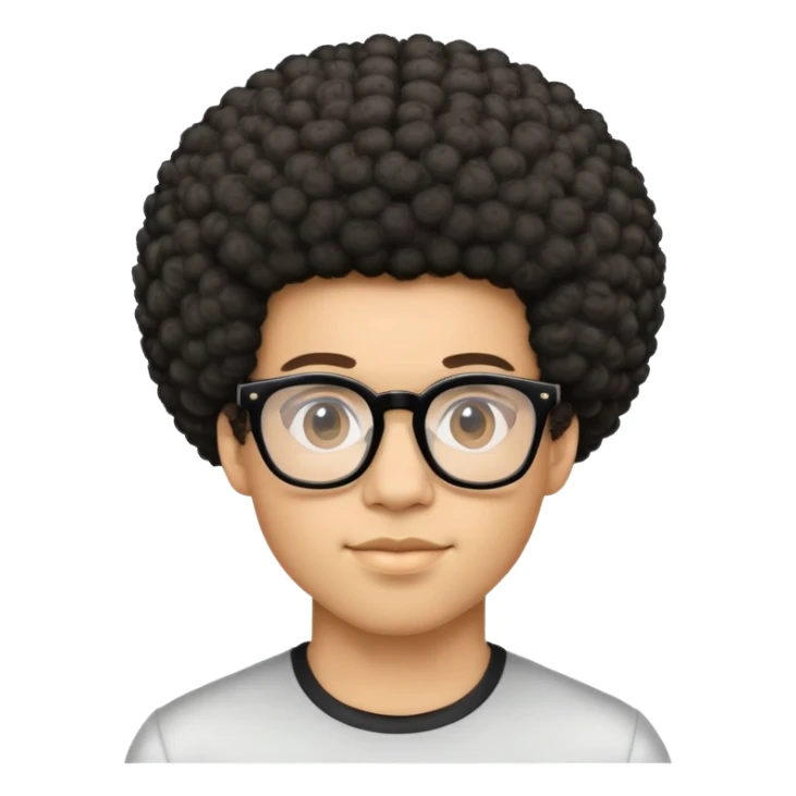 light skin nerd with glasses and afro hairstyle sticker
