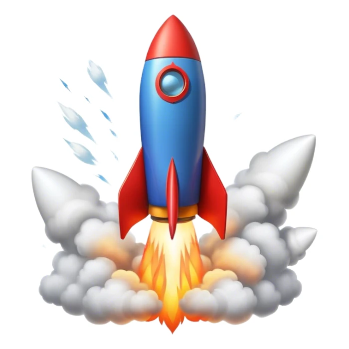 A rocket blasting off with energy and motion. sticker