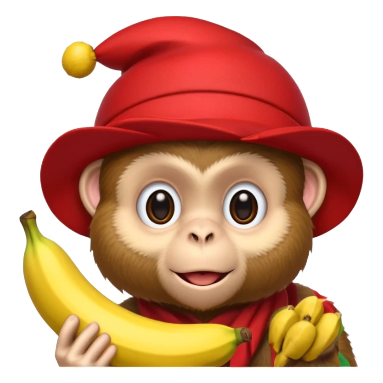 monkey with banana and wearing hat sticker
