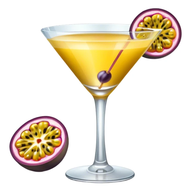 Passionfruit martini with half passionfruit sticker