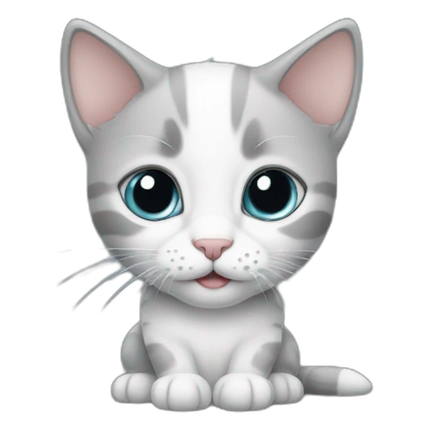 Gray and white kitten with only one eye sticker