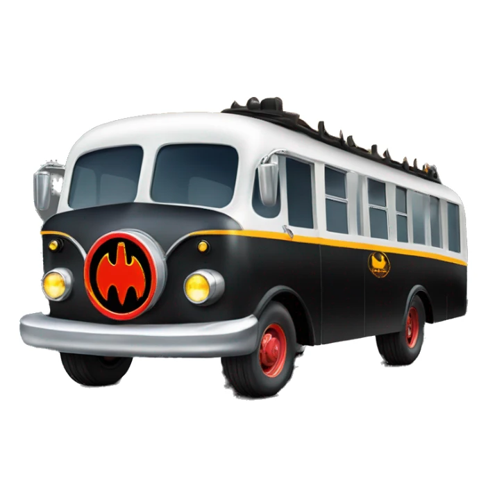 Side view shiny Batman’s black with vertical hot rod flames 1956 ghost busters accessorized school bus sticker