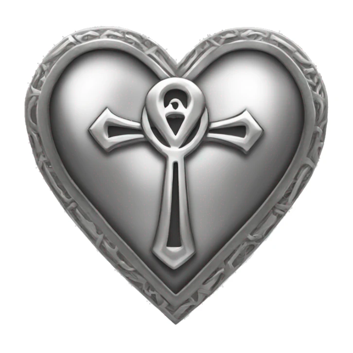 Silver heart shape with ankh in the center sticker