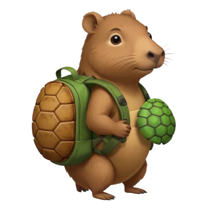 Capibara con mochila de tortuga  sticker