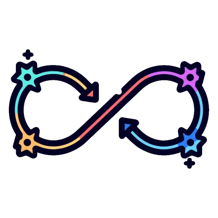 DevOps infinity symbol with code and gears representing continuous integration and deployment sticker