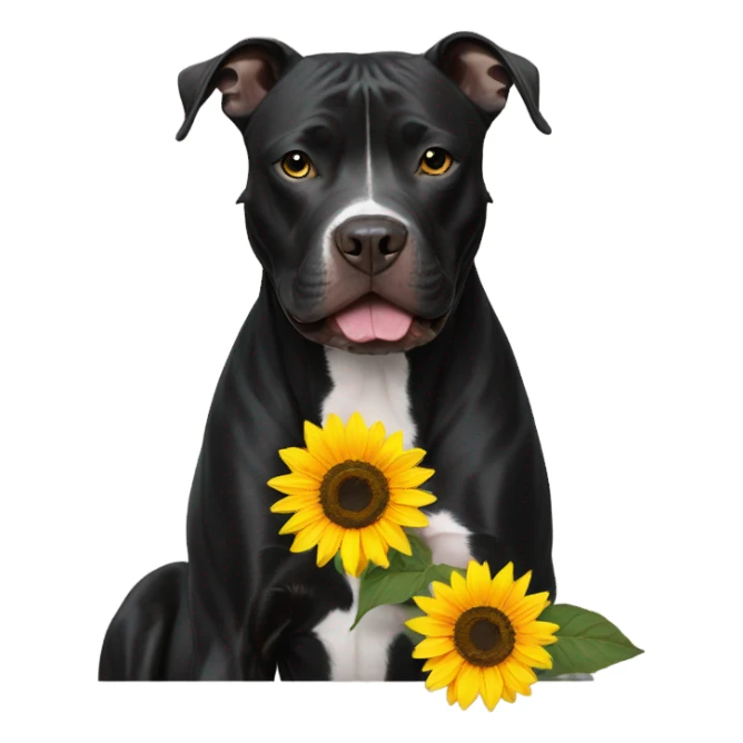 Black pitbull with sunflower  sticker
