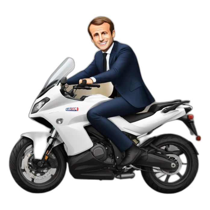 Emmanuel macron sur une moto sticker