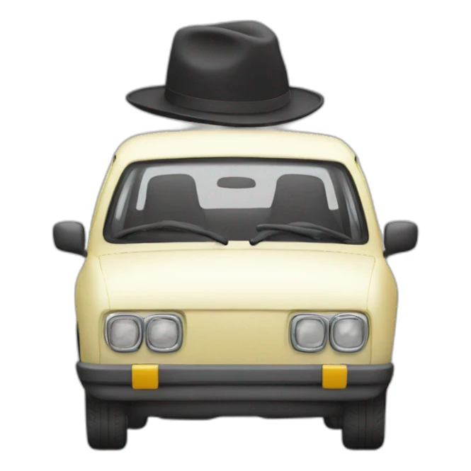 Car with hat sticker