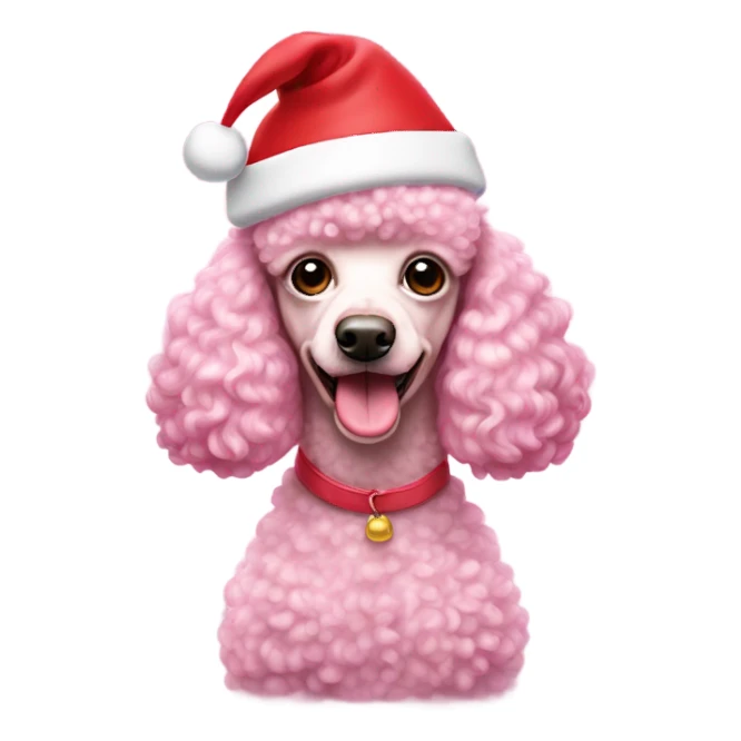 pink poodle with santa hat sticker