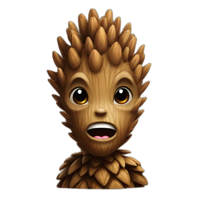 Pinecone character looking like groot sticker