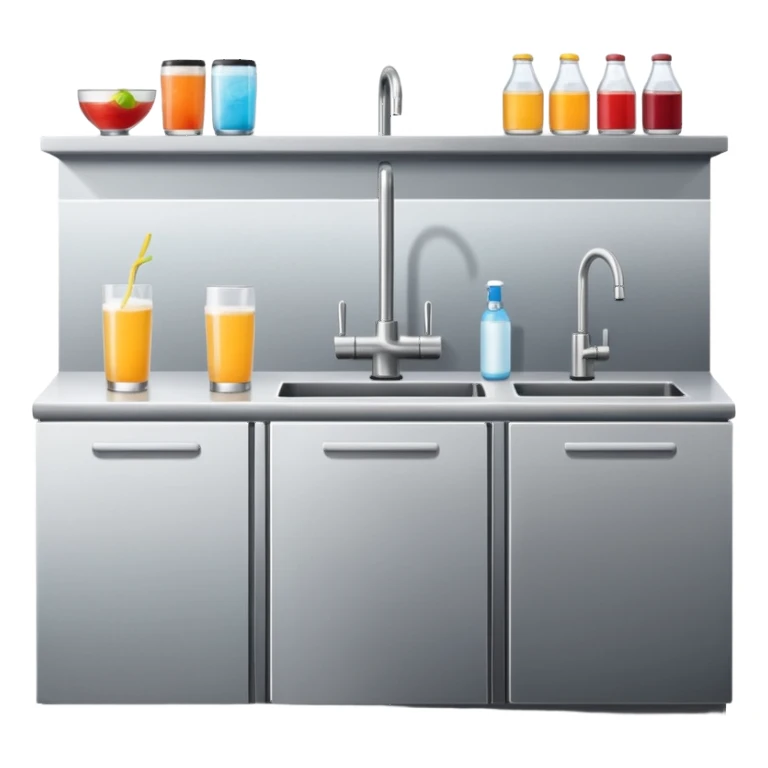 counter with beverage fridge and sink sticker