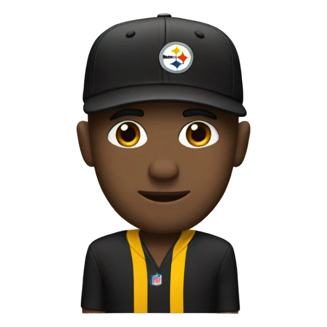 Guy wearing a Steelers hat sticker