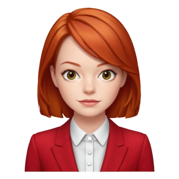 red haired emma stone in red suits sticker
