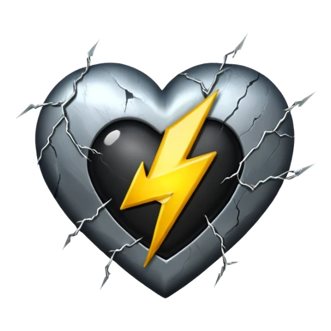 heart with black and silver lightning sticker