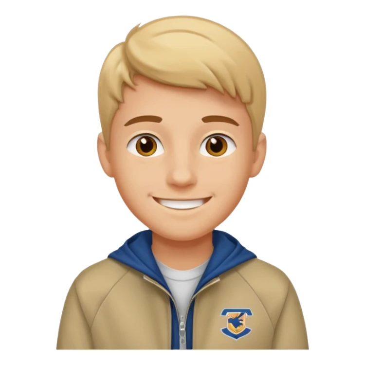 college boy with  college jacket sticker