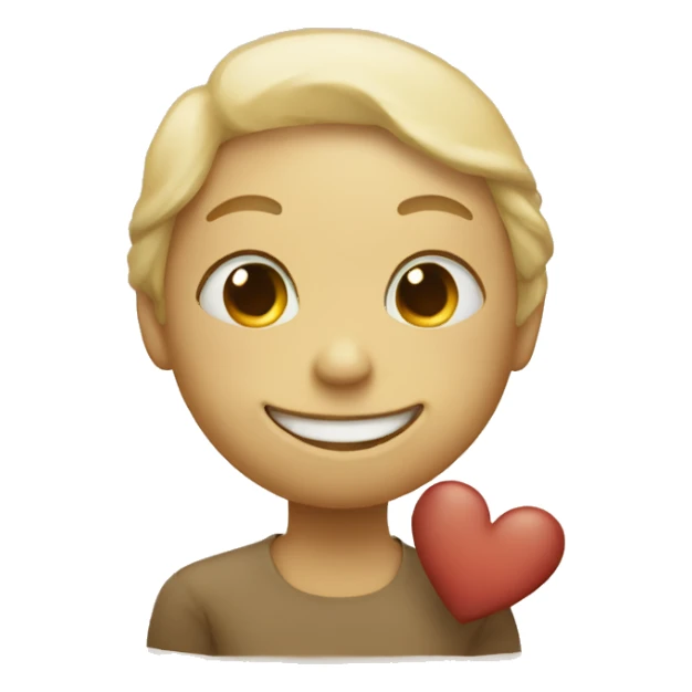 touching smiley holding a beige heart sticker