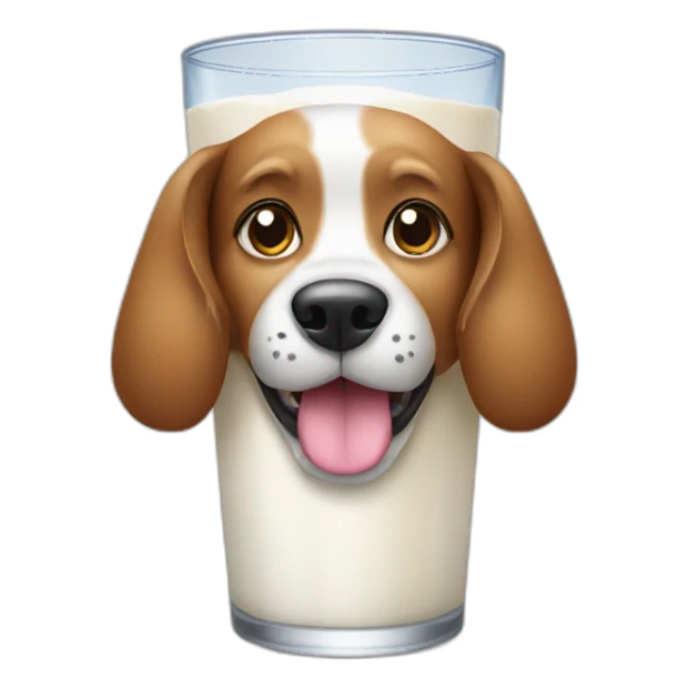 dog with glass drink milk sticker