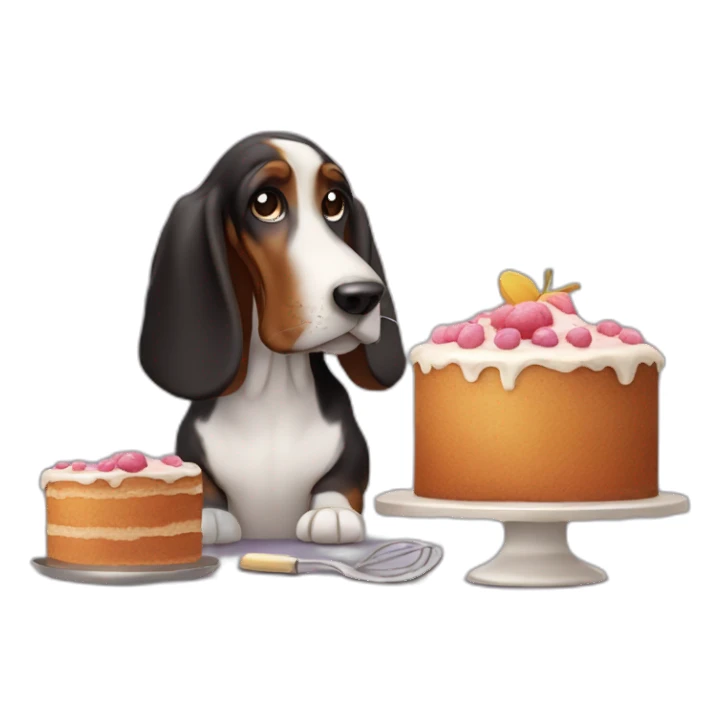 black basset hound baking a cake sticker