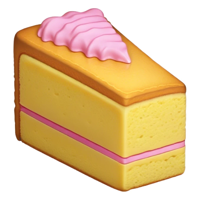 slice of sponge cake, with minimal pink sticker