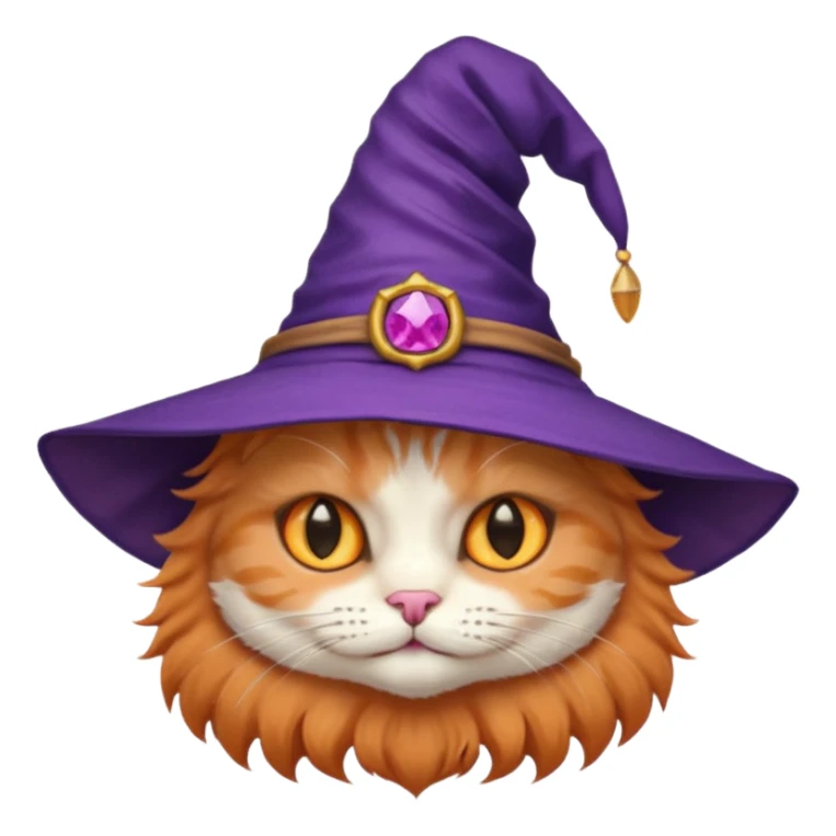 cat wear purple wicth hat sticker