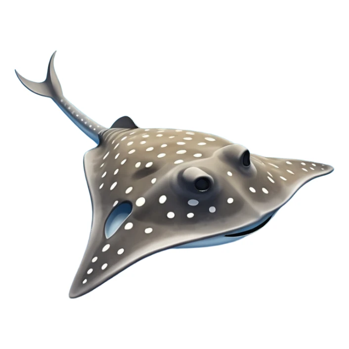 Spotted eagle sting ray with long stinger viewed from above sticker