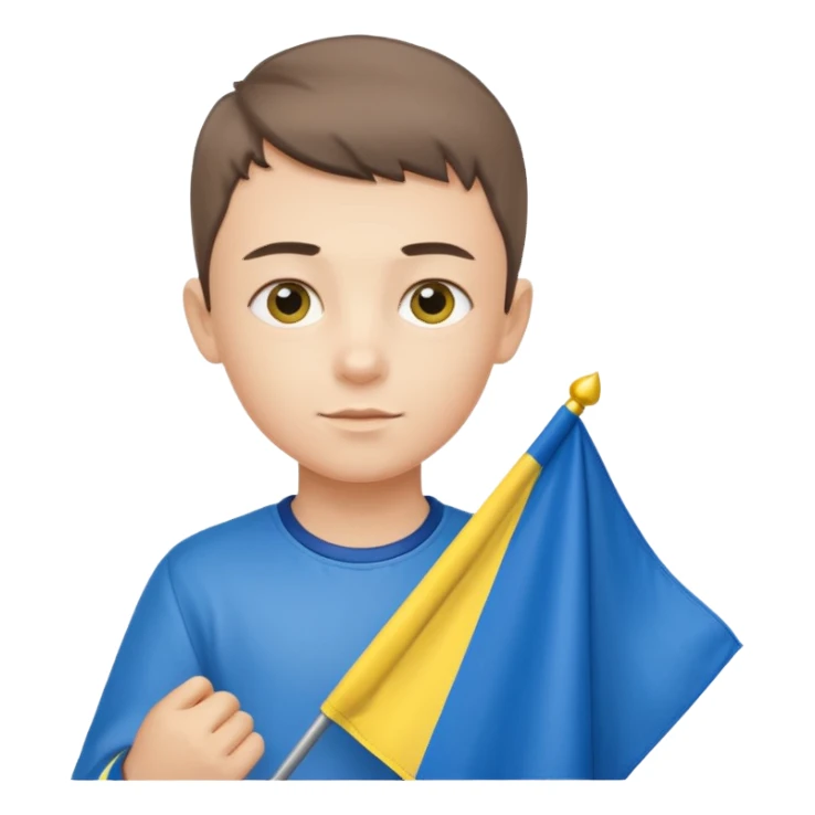 The Ukrainian boy with flag sticker