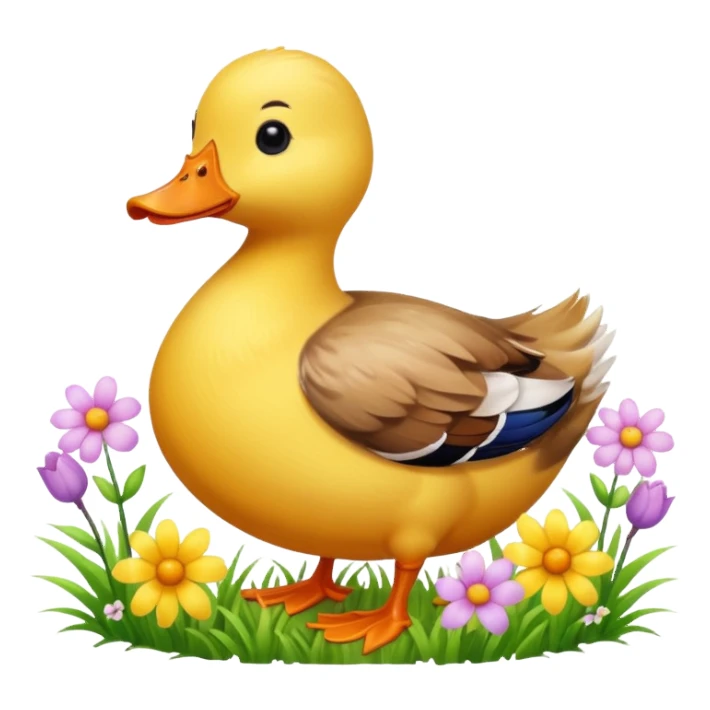 A duck with flowers  sticker