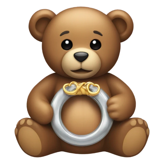 Teddy holding a Ring sticker