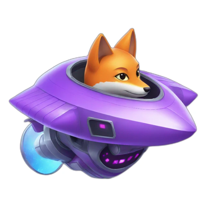 a purple fox in a spaceship sticker