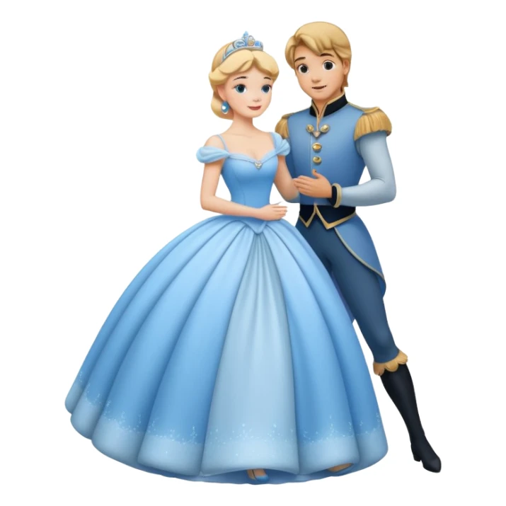 Fairy tale Cinderella, the prince embraces Cinderella sticker