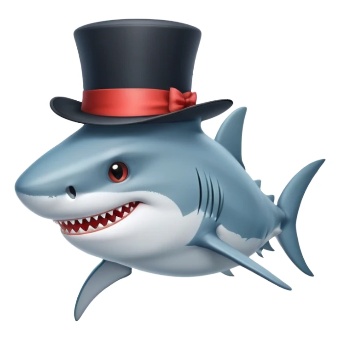 Shark with a top hat sticker