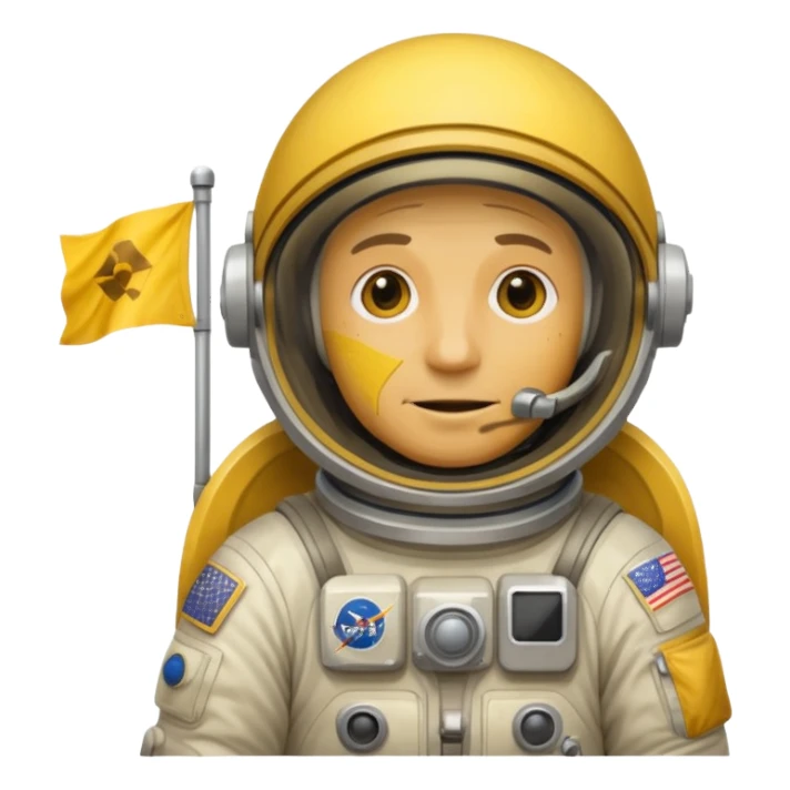 old astronaut with yellow flag in hand sticker