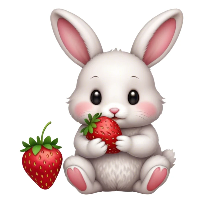 bunny eating strawberry cute sticker