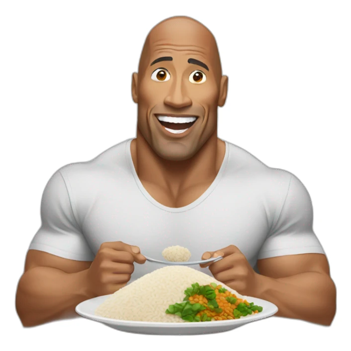 Dwayne Johnson eating rice sticker