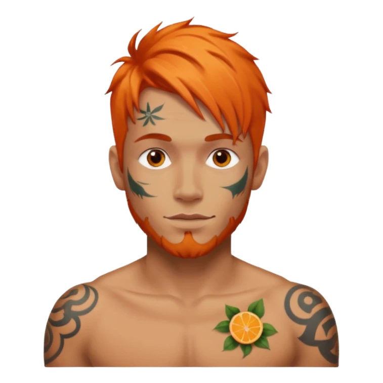 Tattooed man with orange hair sticker