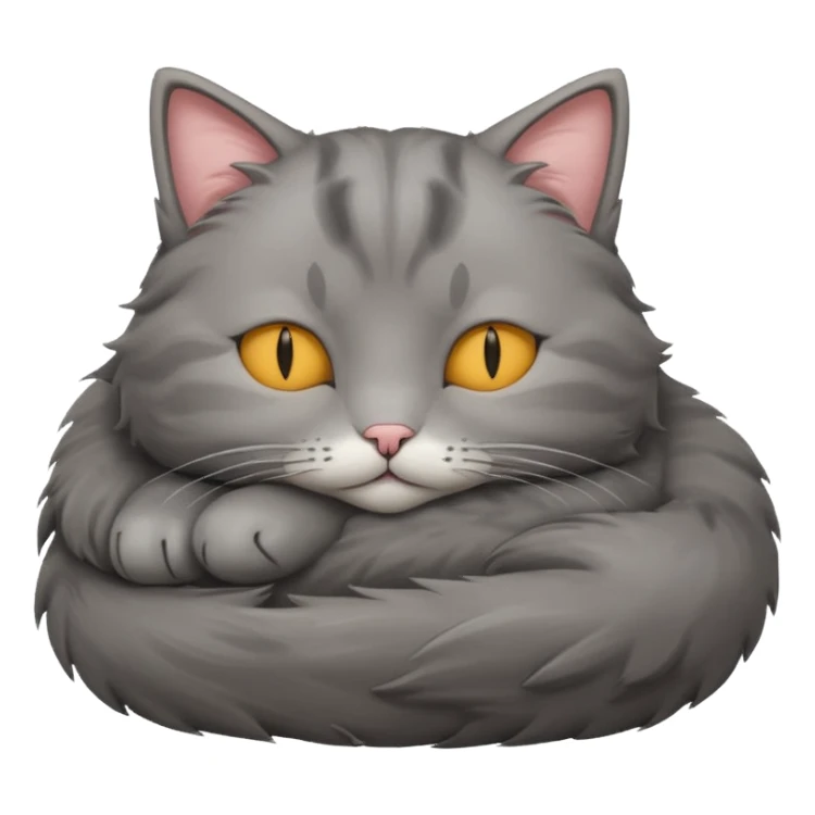 A fluffy grey cat is sleeping. sticker