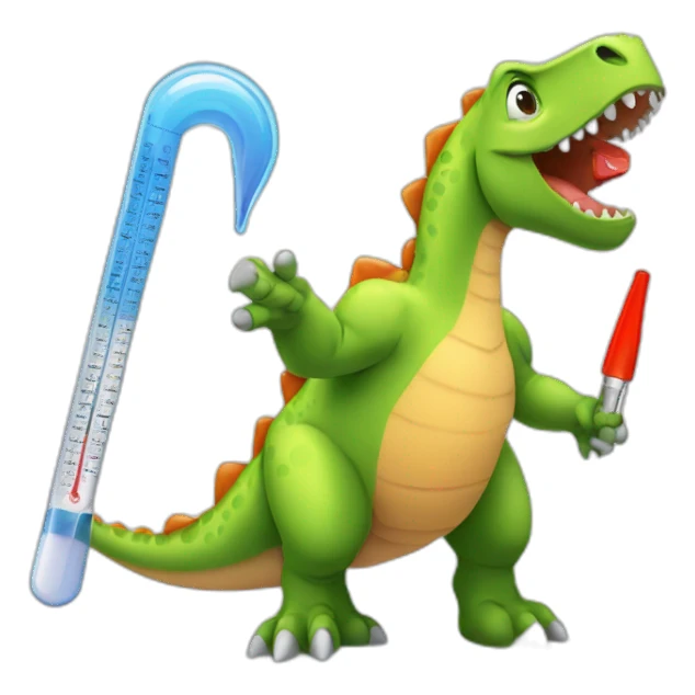 cold and fever dinosaur with thermometer sticker