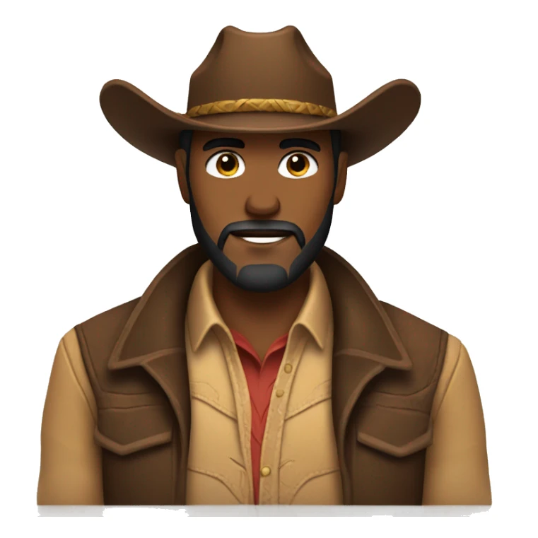 Cowboy with a brown cowboy hat and a beard sticker