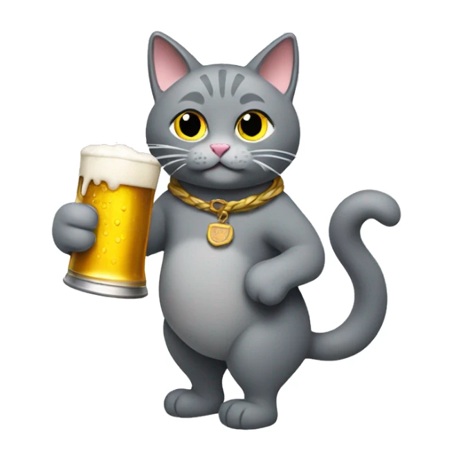 Grey cat pouring beer sticker