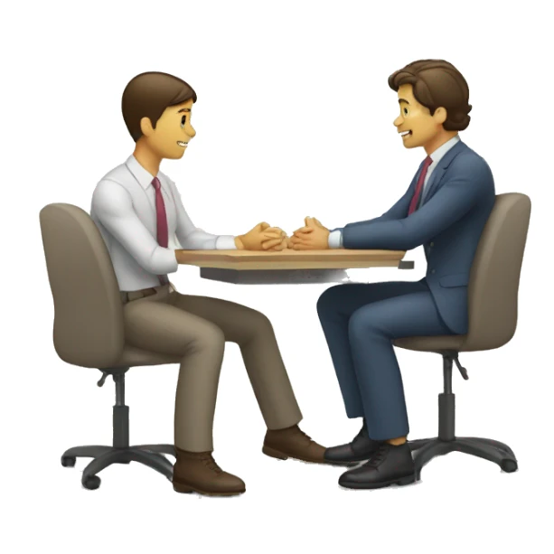 2 people talking job interview semi casual sticker