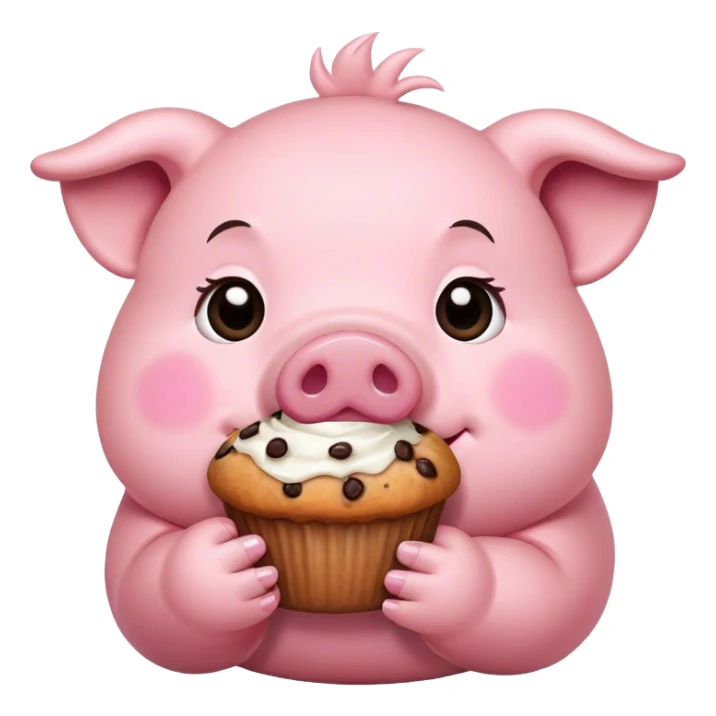 A pig eating a muffin  sticker
