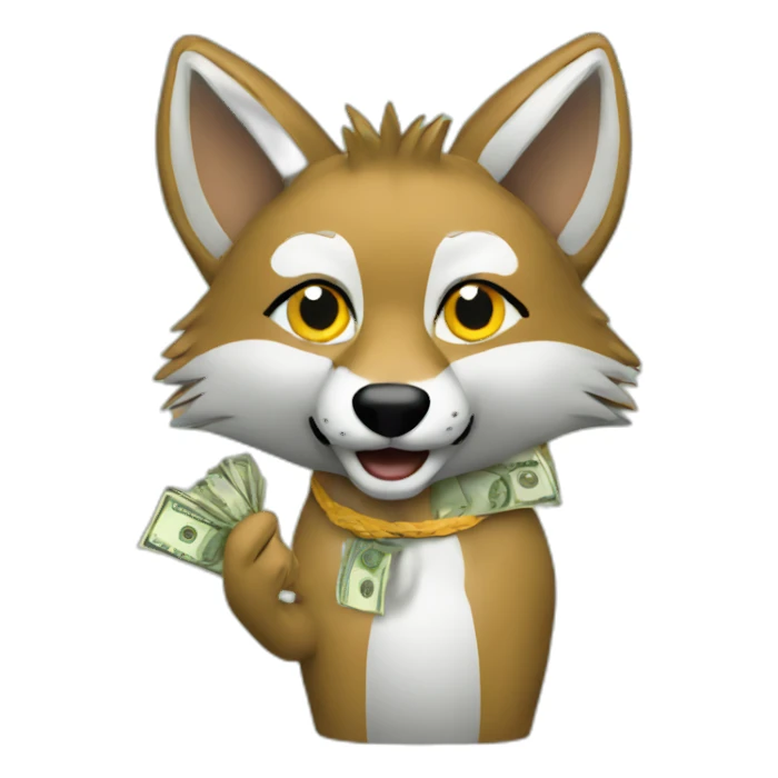 coyote with money sticker