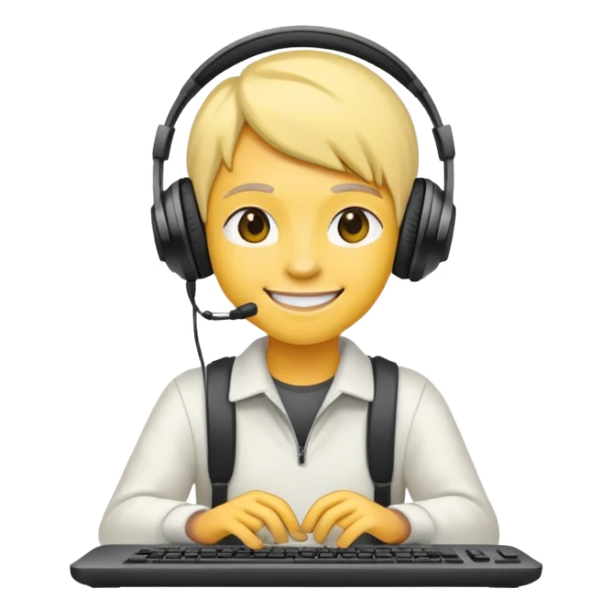 Smiley typing wearing headphones  sticker