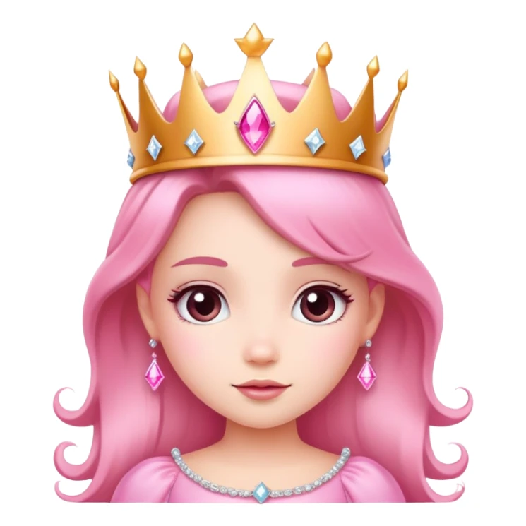 Cute pink princess with crown and sparkles sticker